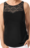 *FINAL SALE* Mastectomy Top 'High Lace Neck Tank' Black