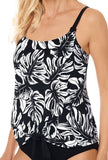 *SALE* Mastectomy Swim Top 'Koh Samui Blouson Tankini Top' Black/White