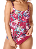 Mastectomy Swim Top 'Cozumel Tankini Top' Deep Pink/Multi