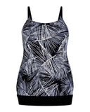 *FINAL SALE* -size 8- Mastectomy Swim Top 'Florida Blouson' Black/White