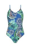 Size 12 - *FINAL SALE* Mastectomy Swimsuit 'City Safari One Piece' Jungle Blue
