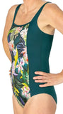 *SALE* Mastectomy Swimsuit 'Flower Spirit One Piece' Emerald/Jungle print
