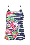Mastectomy Swim Top 'Maritime Tankini Top' Maritime Blue/Flowers
