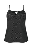 *FINAL SALE* Mastectomy Swim Top 'Romantic Downtown Tankini Top' Black/White Dots