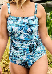 Mastectomy Swimsuit 'Florida Keys Ruched Bandeau Tankini Set' Blue Print