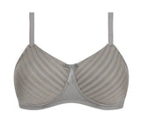 *SALE* Mastectomy Bra 'Uptown Stripes Moulded Wire Free' Grey/Rose