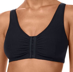 Mastectomy Bra 'Fleur Front Close Cotton Leisure' Black