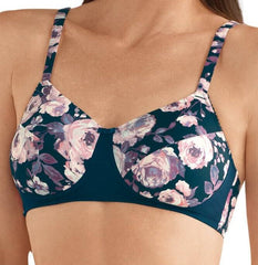 *FINAL SALE* Mastectomy Bra 'Audrey Moulded Wire Free Cup' Dark Blue Floral Print