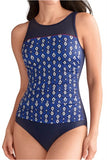 *SALE* Mastectomy Swimwear 'Morocco High Neck One Piece' Blue