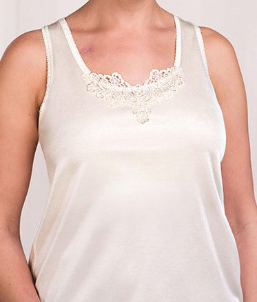 Post Surgery Camisole 'Jennifer' in Ivory with soft puffs –