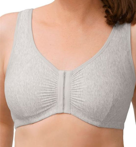 Mastectomy Bra 'Fleur Front Close Cotton Leisure' Grey/Melange –