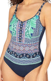 *SALE* Mastectomy Swimsuit 'Boho Vibes Half Bodice One Piece'  Night Blue