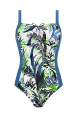 Mastectomy Swimsuit 'Modern Jungle One Piece' Blue/Leafy Green